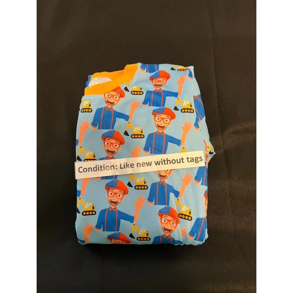 Trendy Tots Blippi Bamboo Pajamas Set Blue Orange Boys Size 7-8T Visco Sleepwear